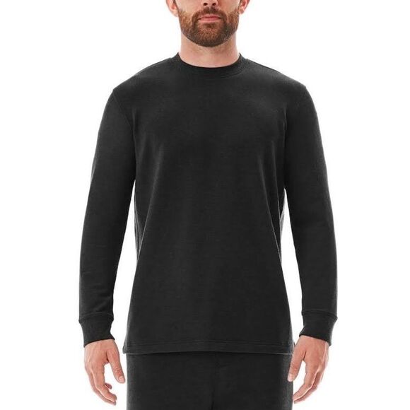 Mens Members Mark Thermal Henley Lounge Heather Black  Long Sleeve Tee XL & XXL - Picture 1 of 8